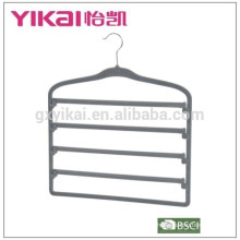 2015Flocking space saving trousers hanger with 5tiers of trousers bar unlocking